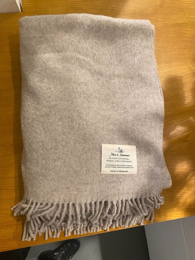 [BLANKET02.05] BLANKET02 blanket lightweight, with fringe / pure virgin wool | 05 greige 