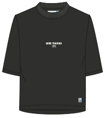 [WTRLCT03.99] WTRLCT03 women's loose crew neck T-shirt Loose with back opening | 99 deep black 